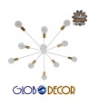 GLOBOSTAR® OLINDA 01383 Μοντέρνο Φωτιστικό Οροφής με Ντουί 10 x E27 AC 220-240V IP20 - Λευκό & Χρυσό - Μ95 x Π95 x Υ17cm